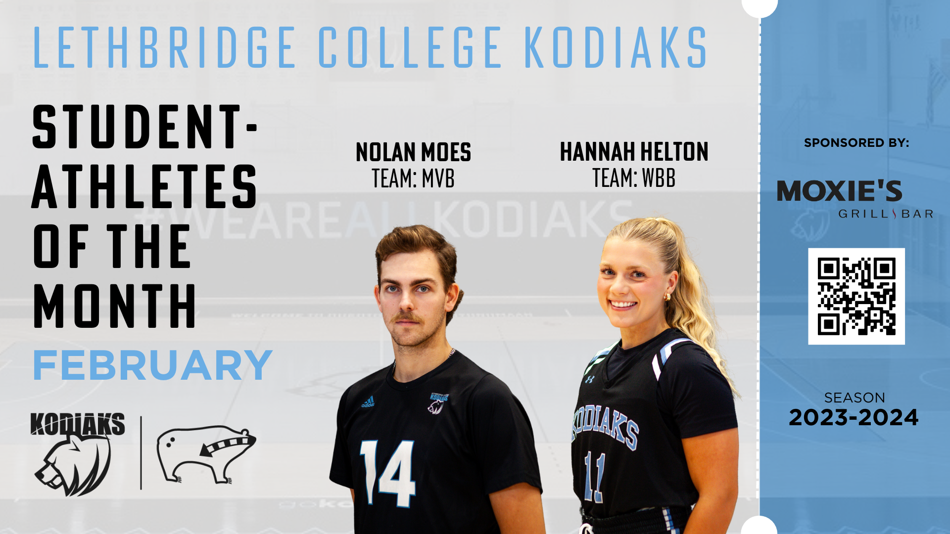 Moes and Helton named Moxies Kodiaks Student-Athletes of the Month for February! Thumbnail