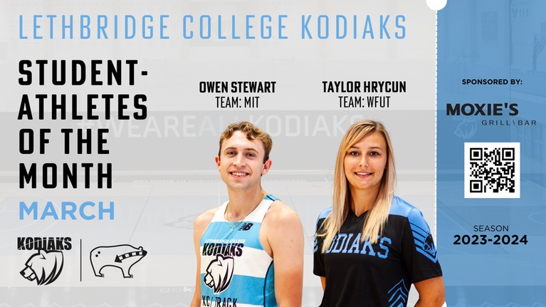 Stewart and Hrycun named Moxies Kodiaks Student-Athletes of the Month for March!