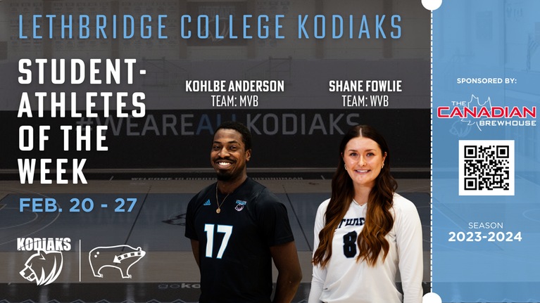 Anderson and Fowlie named Canadian Brewhouse Kodiaks student-athletes of the week